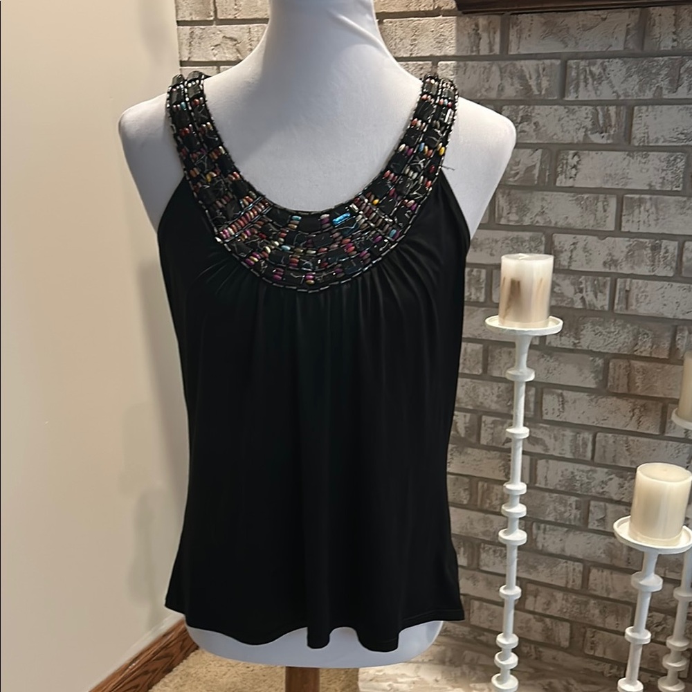 Beaded racer back tank top